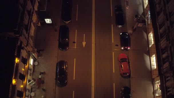 Widok Lotu Ptaka Noc Miasto Kijów Nocne Życie Miasta Samochody — Wideo stockowe