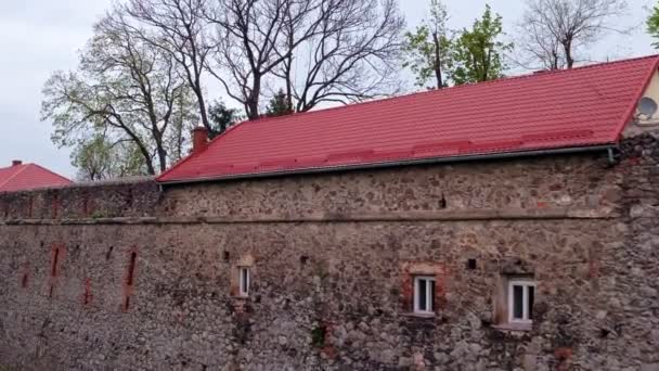 Flygfoto Uzhhorod Castle Omfattande Citadell Kulle Uzhhorod Västra Ukraina Europa — Stockvideo