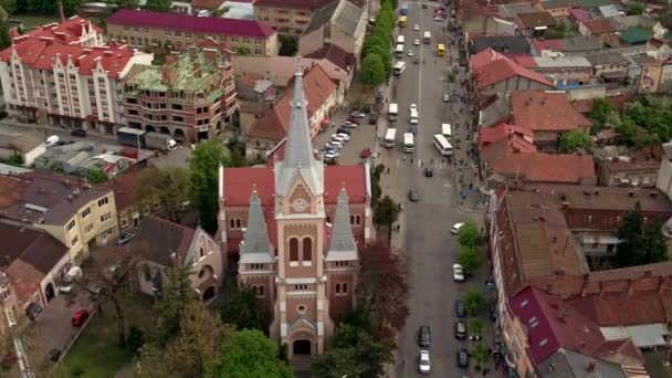 Vista Aérea Catedral São Martinho Tours Mukacheve Catedral Mukacheve Edifício — Vídeo de Stock