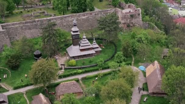 Aerial View Museum Folk Architecture Life Open Air Museum Located — Stock Video