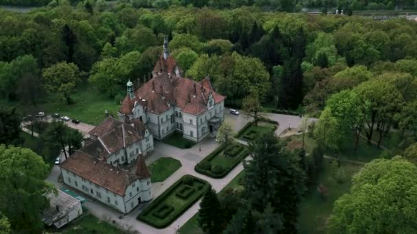 Schonborn 城の空撮は カルパティア山脈 ウクライナ Zakarpatska 州の最も美しく 最も有名な建物の一つです 東カルパティア山脈 — ストック動画