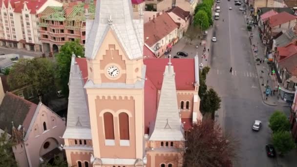 Flygfoto Martin Tours Katedral Mukacheve Mukacheve Katedralen Religiösa Byggnaden Katolsk — Stockvideo
