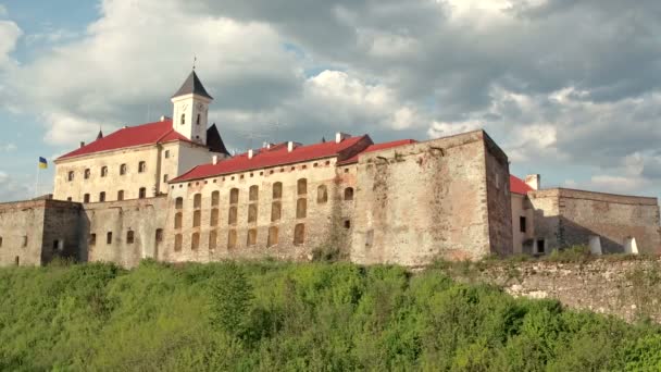 Vista Aérea Del Castillo Palanok Castillo Mukachevo Castillo Histórico Ciudad — Vídeos de Stock