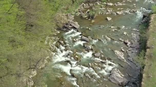Luftaufnahme Eines Gebirgsflusses Ostkarpaten Ukraine — Stockvideo