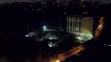 Kiev, Ukrayna, binalarda çekim hava gece St Andrew's kilise gece