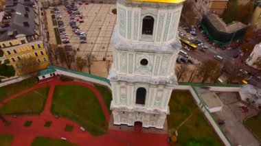 Havadan görünümü St. Sophia Katedrali Kiev içinde. Ukrayna, Europe. Mimari, din ve Kiev tarihi anıt sonbahar