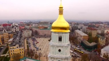 Havadan görünümü St. Sophia Katedrali Kiev içinde. Ukrayna, Europe. Mimari, din ve Kiev tarihi anıt sonbahar