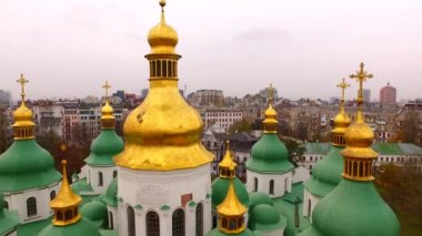 Havadan görünümü St. Sophia Katedrali Kiev içinde. Ukrayna, Europe. Mimari, din ve Kiev tarihi anıt sonbahar