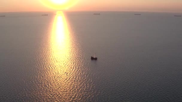 Aerial View Sailing Ship Sailing Black Sea Ukraine Sailboat Sea — Stock Video