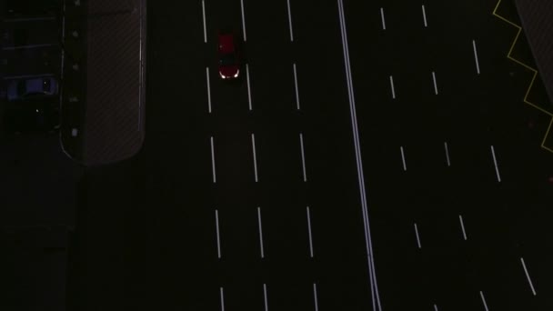 Luchtfoto Bovenaanzicht Nacht Stad Nachtleven Van Stad Auto Straten Mensen — Stockvideo