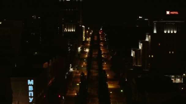Aerial Top View Night City Night City Life Cars Streets — Stock Video