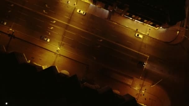 Vista Superior Aérea Cidade Noturna Vida Noturna Cidade Carros Ruas — Vídeo de Stock