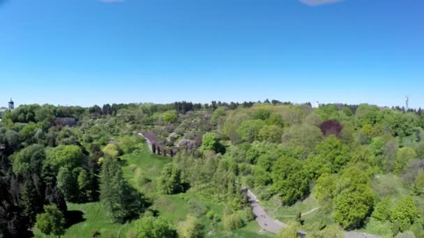 Antenn Visa Dem Hryshko Nationella Botaniska Trädgård Ligger Inkiev Trädgården — Stockvideo