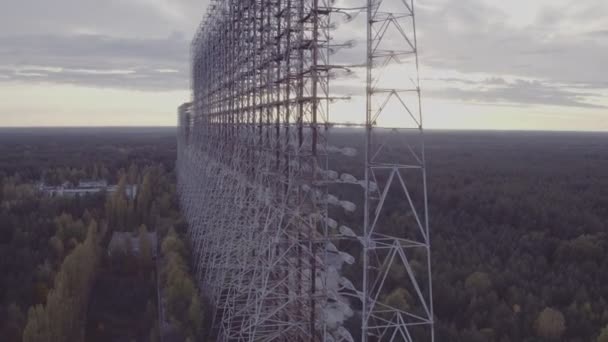 Vista Aerea Array Duga All Interno Della Zona Esclusione Chernobyl — Video Stock