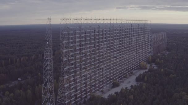 Luftbild Duga Array Innerhalb Der Sperrzone Von Tschernobyl Duga War — Stockvideo