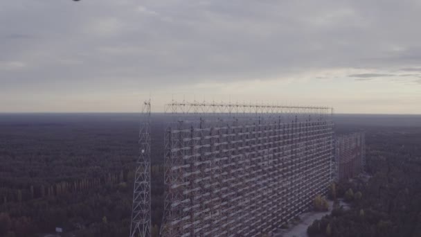 Luftbild Duga Array Innerhalb Der Sperrzone Von Tschernobyl Duga War — Stockvideo