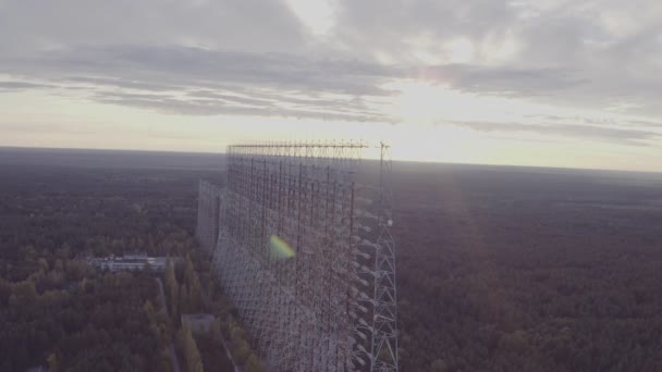 Luchtfoto Duga Matrix Thechernobyl Exclusieve Zone Duga Sovietover Horizonused Als — Stockvideo