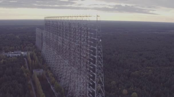 Luchtfoto Duga Matrix Thechernobyl Exclusieve Zone Duga Sovietover Horizonused Als — Stockvideo