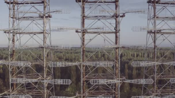 Vista Aerea Array Duga All Interno Della Zona Esclusione Chernobyl — Video Stock