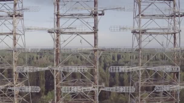 Luchtfoto Duga Matrix Thechernobyl Exclusieve Zone Duga Sovietover Horizonused Als — Stockvideo