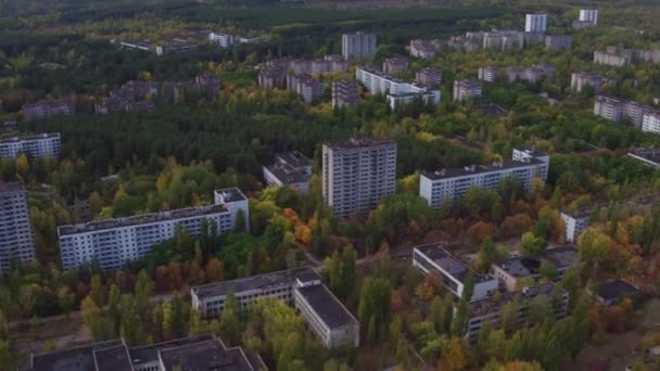 Вид Воздуха Город Припять Город Призрак Севере Украины После Чернобыльской — стоковое видео