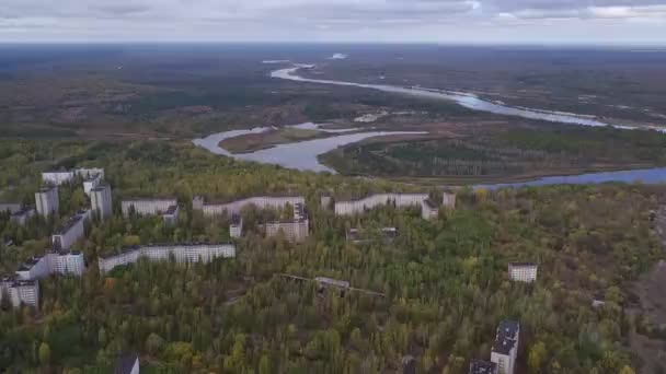 Vue Aérienne Ville Pripyat Ville Fantôme Dans Nord Ukraine Après — Video