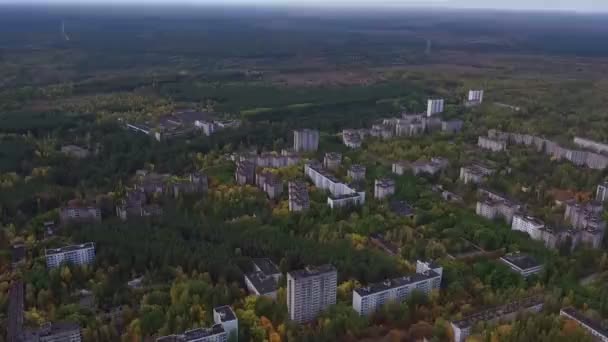 Luftaufnahme Der Stadt Pripyat Die Geisterstadt Der Nordukraine Nach Dem — Stockvideo