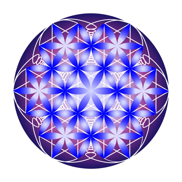 Синьо Фіолетова Стилізована Квітка Життя Білому Тлі — стоковий вектор