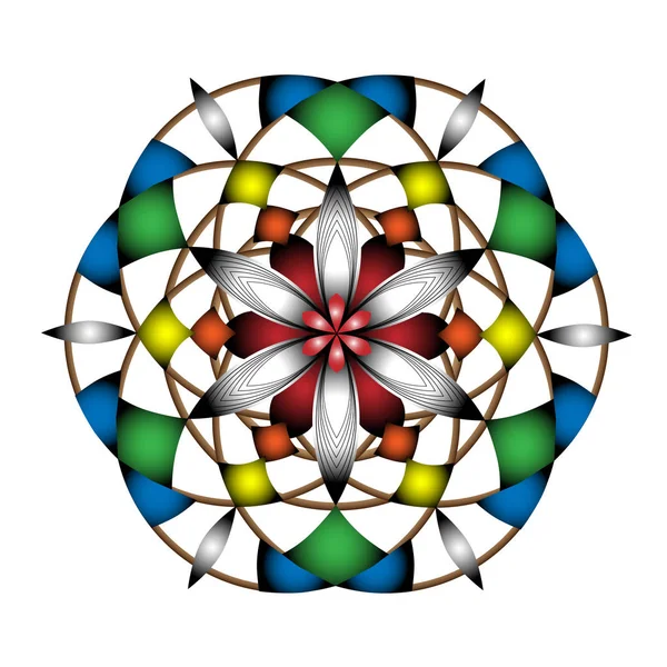 Beyaz Arka Plan Üzerinde Renkli Dreamcatcher Mandala Şekli — Stok Vektör