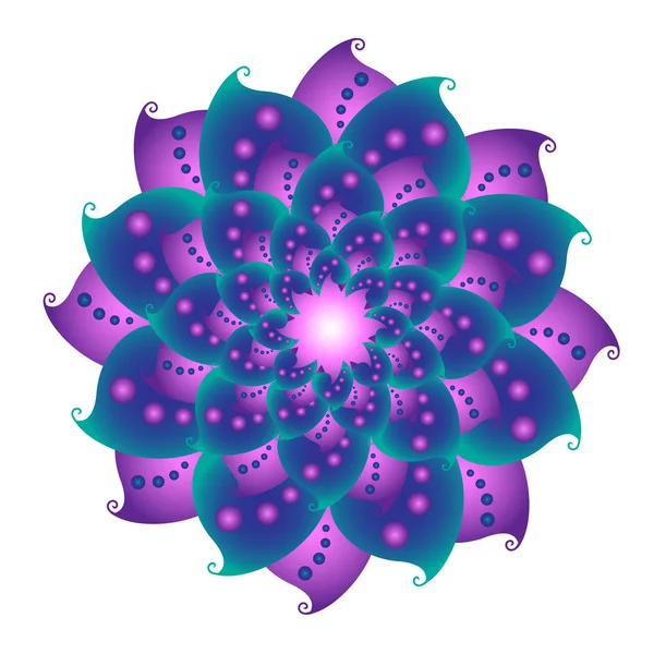 Fractale Fleur Lotus Violet Avec Des Gouttes Couleur Sur Fond — Image vectorielle