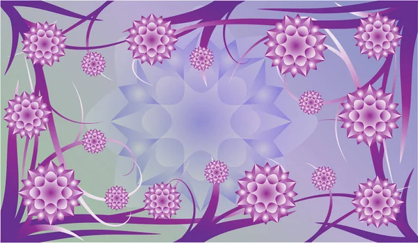 Fond Floral Violet Abstrait Avec Fleurs Mandala — Image vectorielle