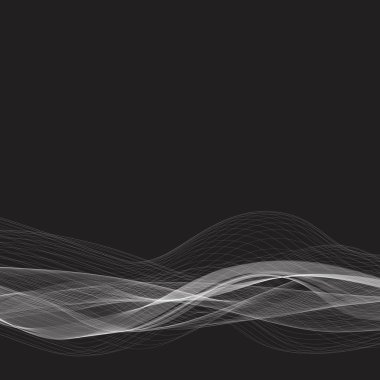 Siyah arka planda beyaz dalga. Sunum için düzenleme. Reklam tasarımı. 10 saniye.