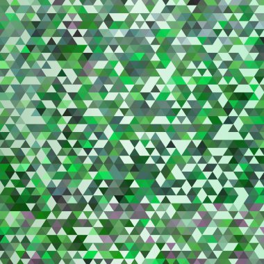 Üçgenli soyut renkli vektör arkaplanı. Parlak geometrik mozaik. Yeşil üçgen desen. 10 saniye.