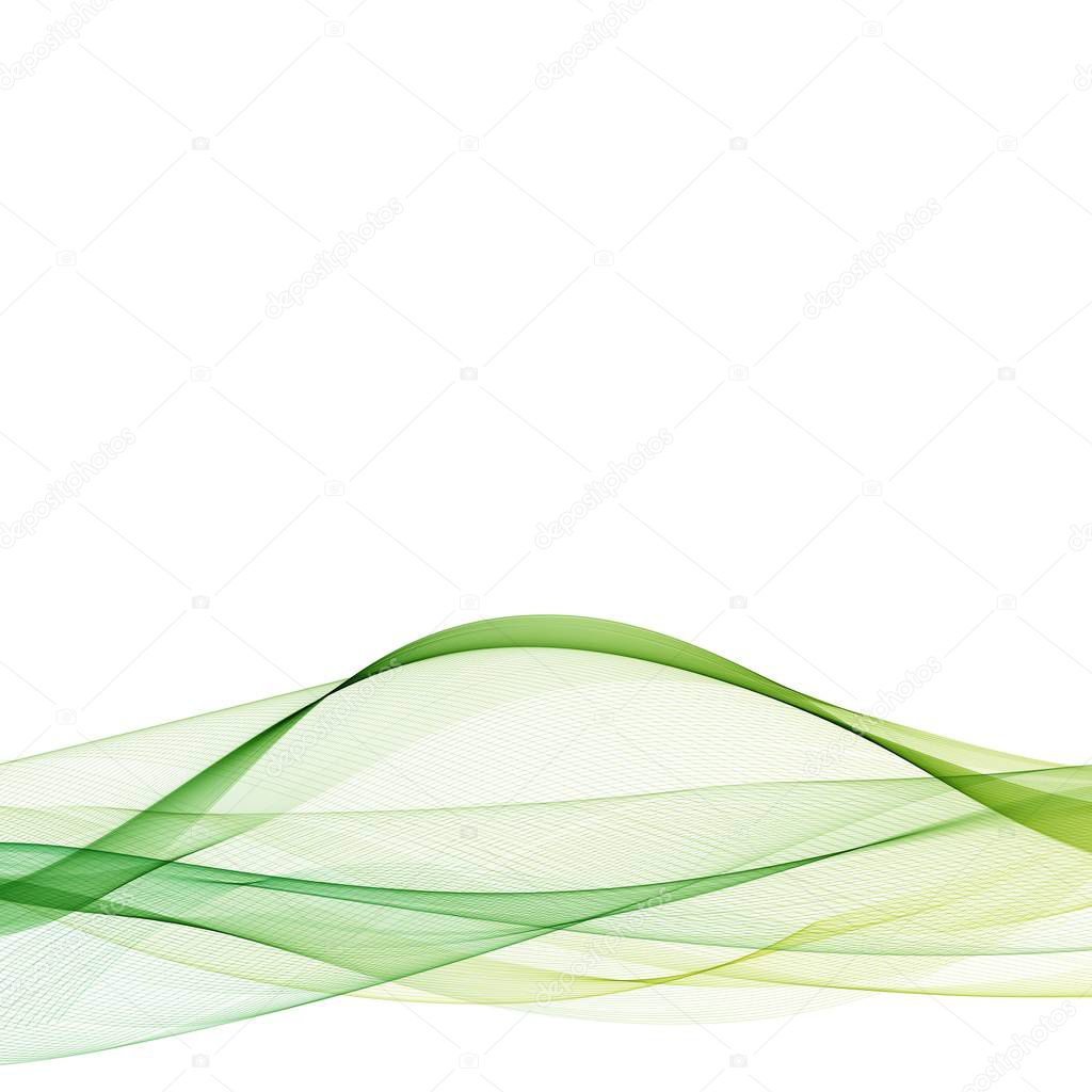 Abstract green wavy lines. Colorful vector background.
