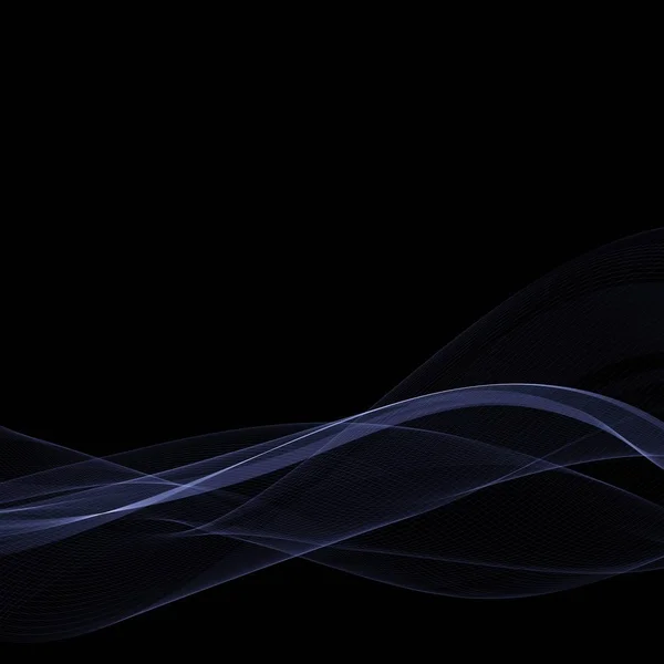 蓝色波的黑色背景抽象矢量插图 - Vektorgrafik — 图库矢量图片