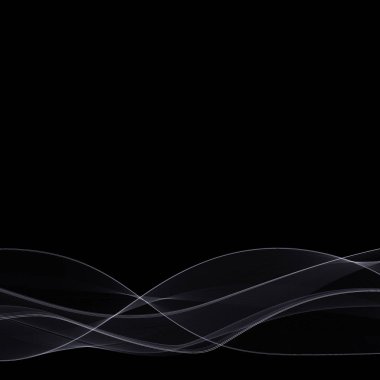 Dumanlı dalga. Siyah arka planda beyaz dalga. soyut vektör resmi