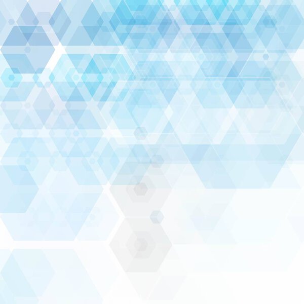 Vector geometric background with blue hexagons. layout for advertising