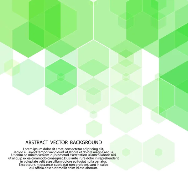 Grüne abstrakte Sechsecke. Vektorhintergrund. polygonaler Stil. Präsentationsvorlage. Folge 10 — Stockvektor