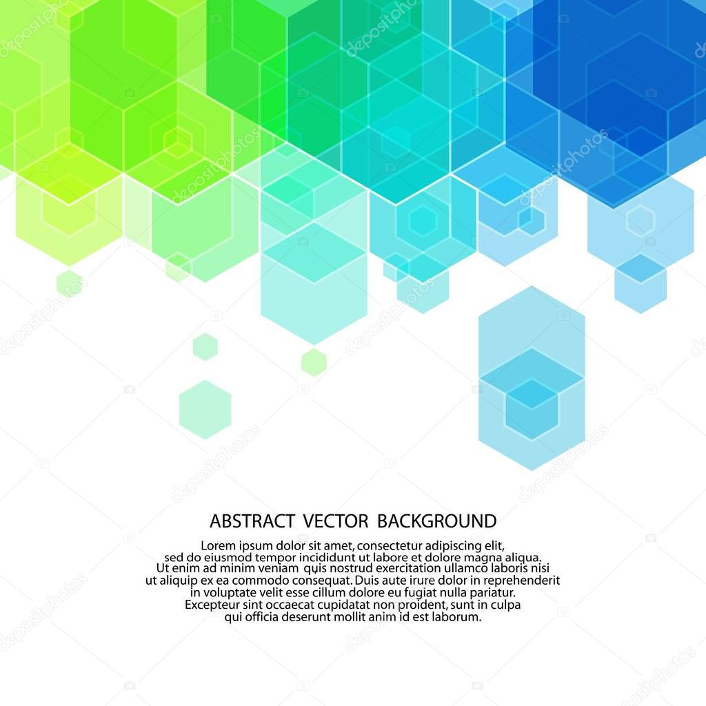 Vector Abstract geometric background. Template brochure design. Blue hexagon shape. eps 10
