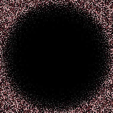 Siyah arka plan üzerinde yuvarlak pembe tinsel çerçeve. Vektör illüstrasyon. Tatil kartı tasarımı.