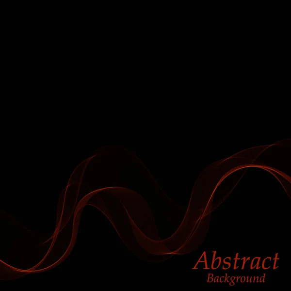 Vague Abstraite Rouge Sur Fond Noir Lignes Courbes Vectorielles — Image vectorielle