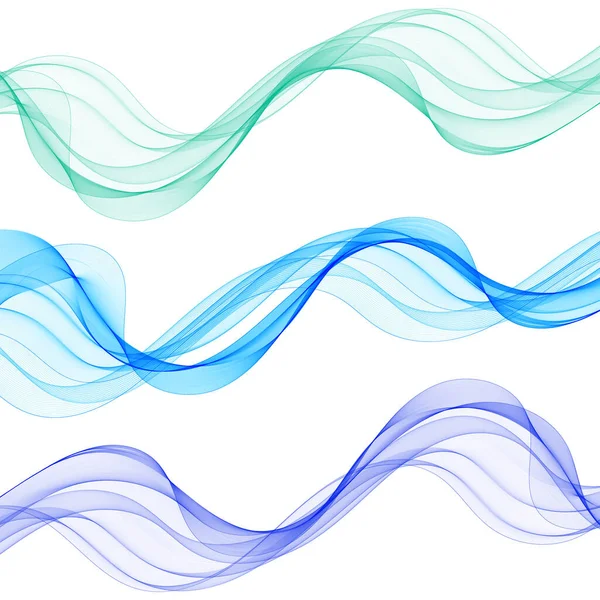 Set Abstrakter Farbiger Wellen Blaue Wellen — Stockvektor