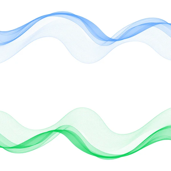 Ensemble Ondes Colorées Lignes Vertes Bleues Présentation Vectorielle Abstraite — Image vectorielle