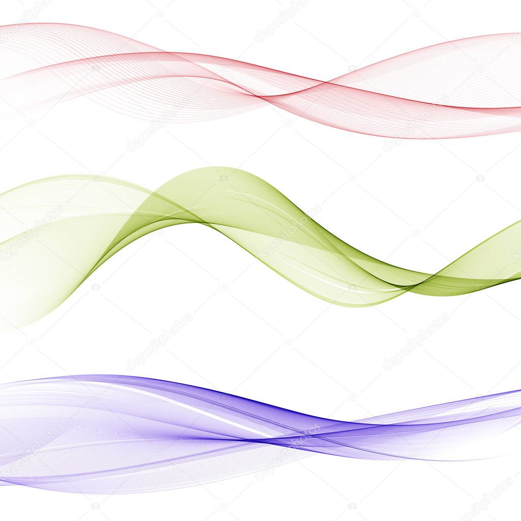 Set of colored abstract vector waves. background picture