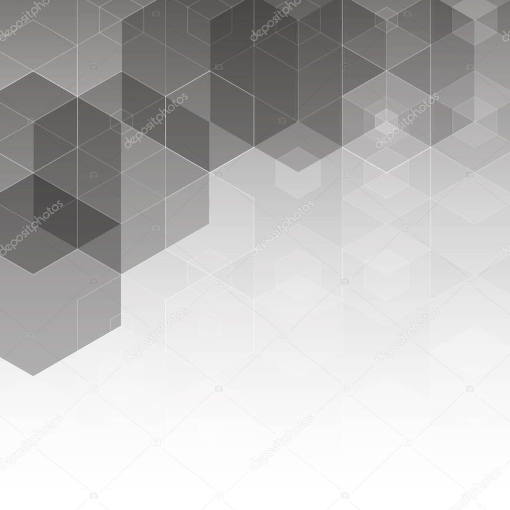 Gray hexagon abstract background. Vector layout for advertising. Presentation template