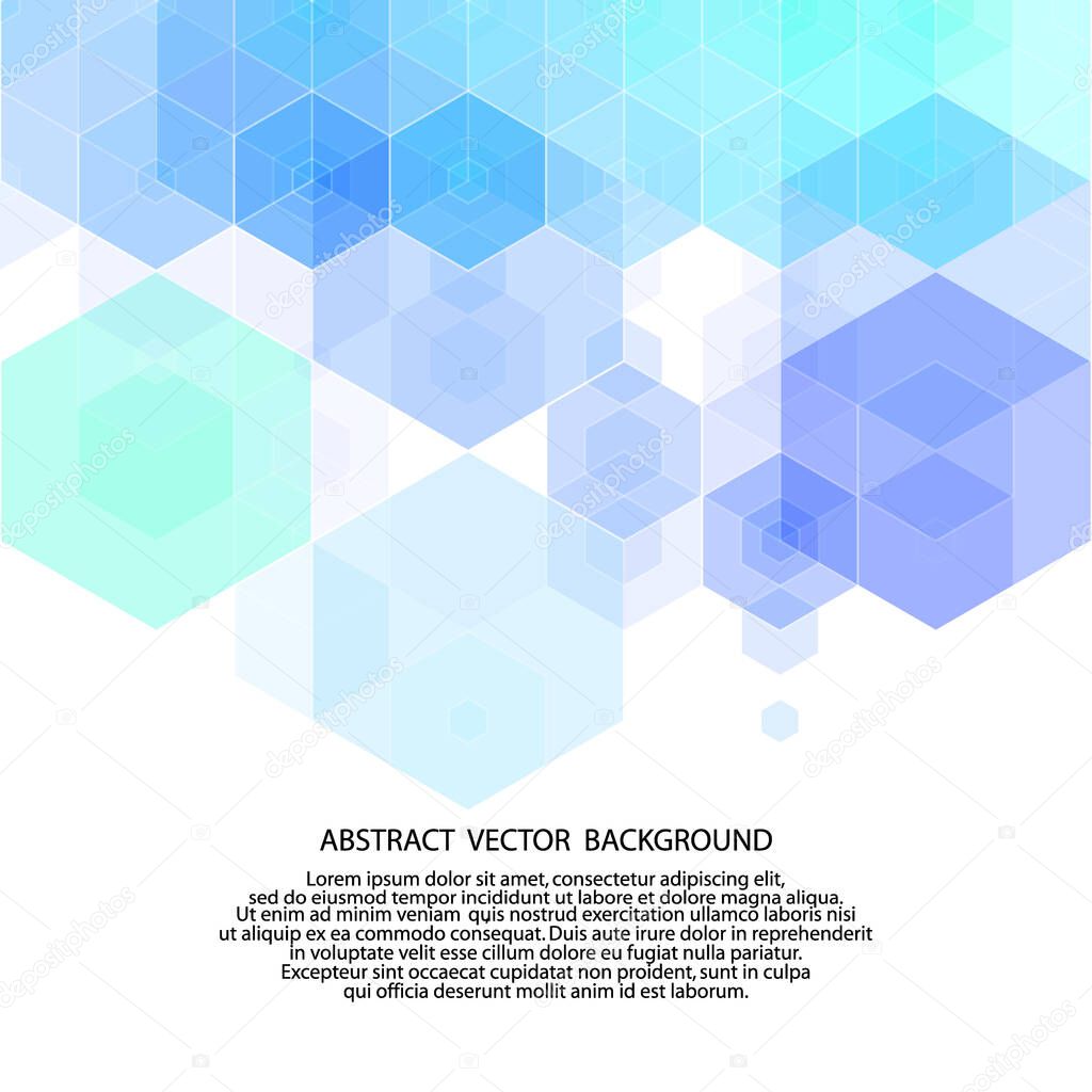 Blue hexagon background. Geometric abstraction