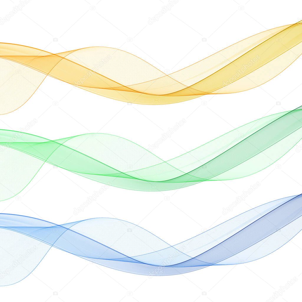 Set of colored abstract vector waves. background picture