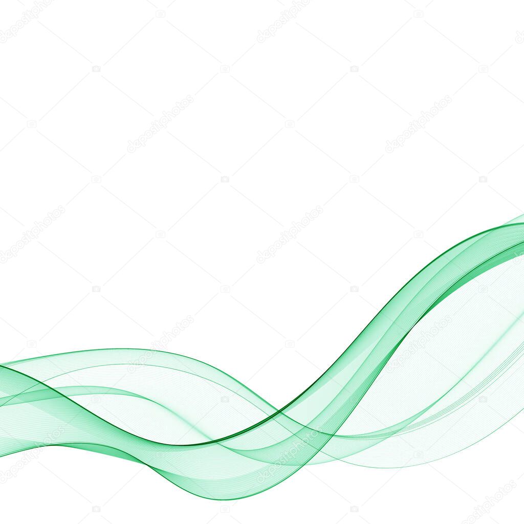 Green abstract wave. curved lines