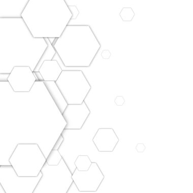 Sunum için iş şablonu. Altıgen şekilli ve beyaz arkaplanda gölgeler var. Pazarlama. Reklamcılık, Sunum