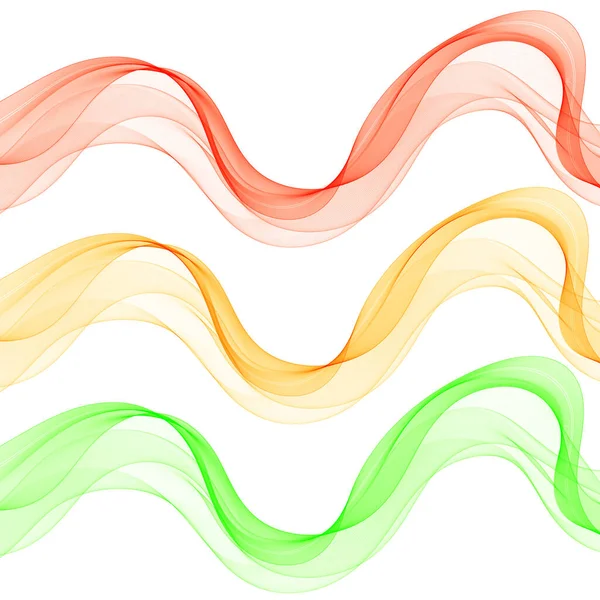 Abstrakt Vektorbakgrunn Designelement Fargede Bølger Sett Kurvede Linjer Isolert Hvit – stockvektor